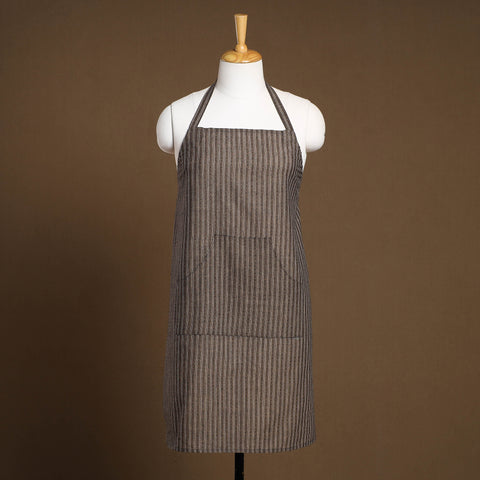 Brown Jacquard Weave Cotton Apron with Pocket