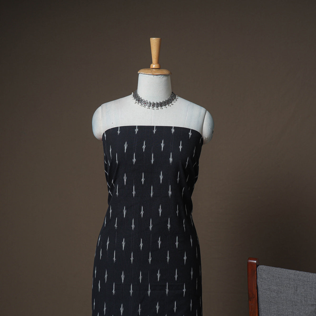 Pochampally Ikat Woven Cotton Unstitched Dress Material: Kurta, Bottom & Dupatta 16