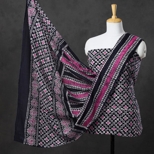 Multicolor - 3pc Kutch Batik Printed Cotton Suit Material Set 22