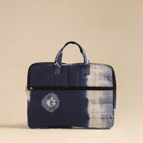 Blue - Handmade Quilted Cotton Laptop Bag 17