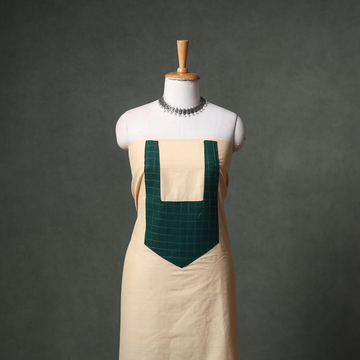 Patchwork Mangalagiri Handloom Cotton Unstitched Kurta Material (2.5m) 48