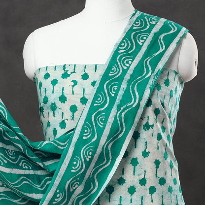 Green - 3pc Kutch Batik Printed Cotton Suit Material Set 20