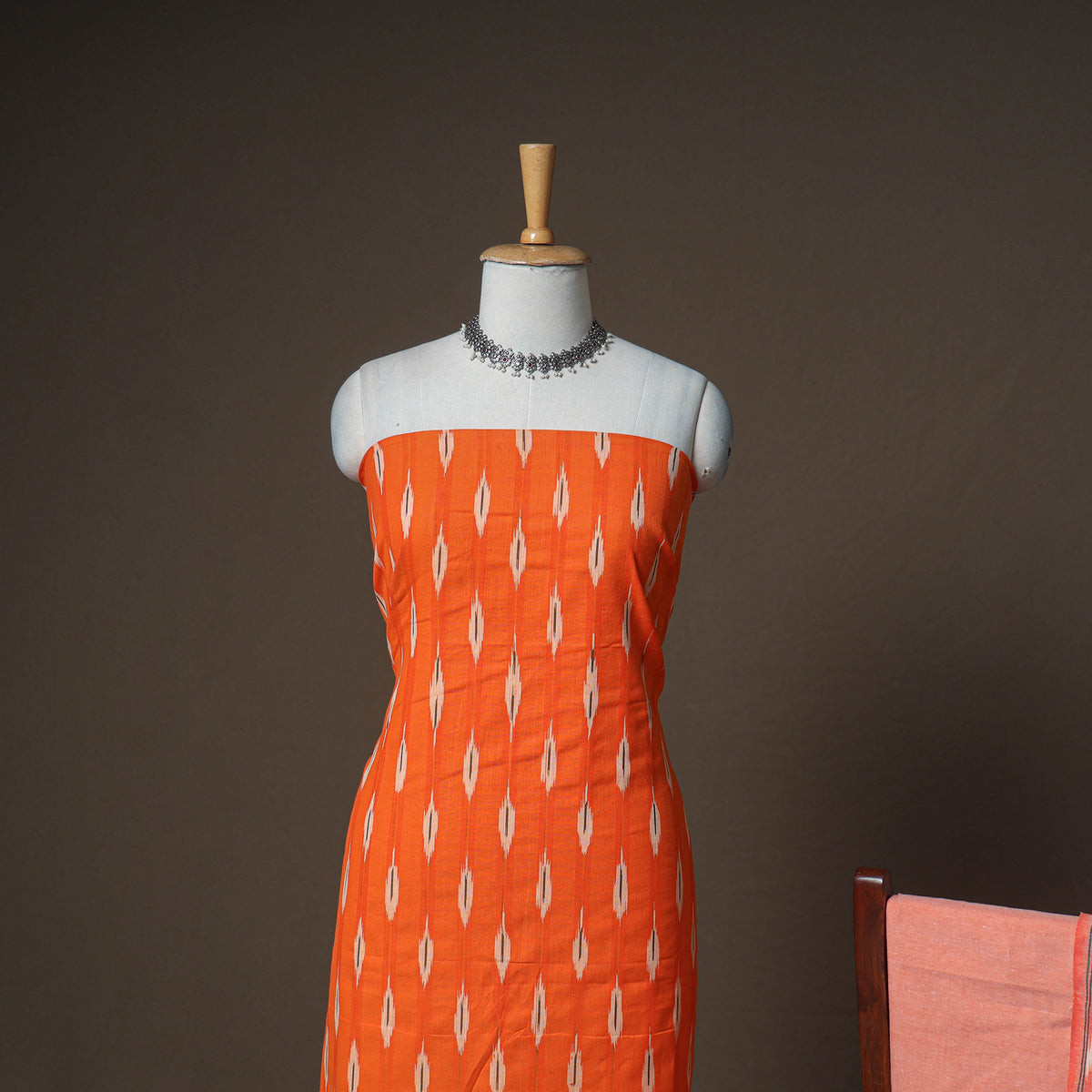 Pochampally Ikat Woven Cotton Unstitched Dress Material: Kurta, Bottom & Dupatta 17