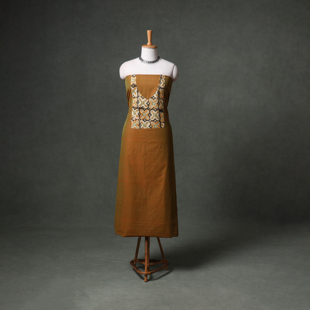 Patchwork Mangalagiri Handloom Cotton Unstitched Kurta Material (2.5m) 49