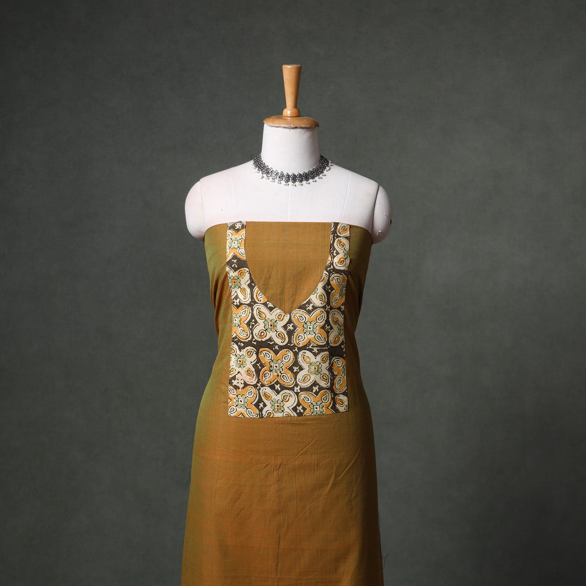 Patchwork Mangalagiri Handloom Cotton Unstitched Kurta Material (2.5m) 49
