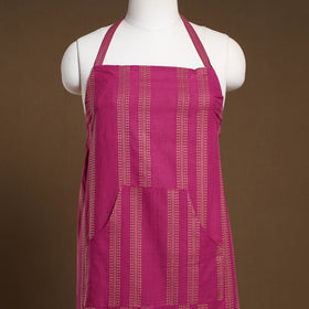 Pink - Jacquard Weave Cotton Apron with Pocket 11