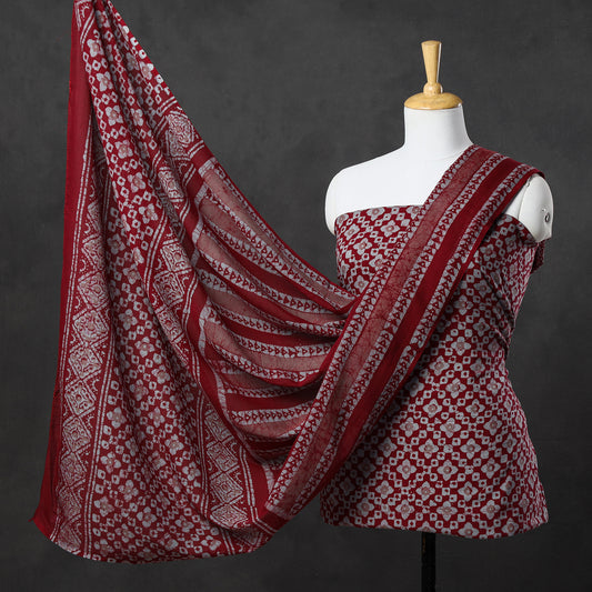 Multicolor - 3pc Kutch Batik Printed Cotton Suit Material Set 27