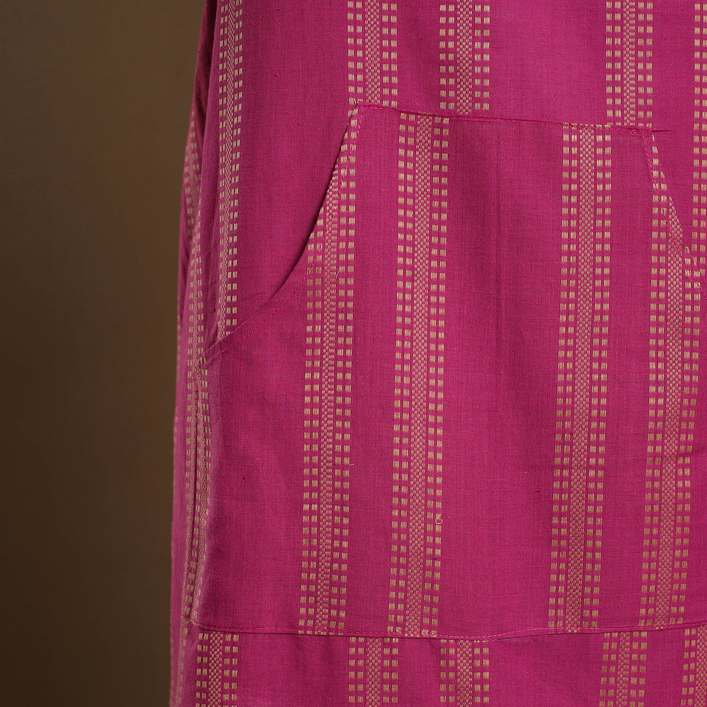 Pink - Jacquard Weave Cotton Apron with Pocket 11