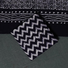 Kutch Hand Block Batik Print Cotton 3pc Unstitched Dress Material Suit Set 16