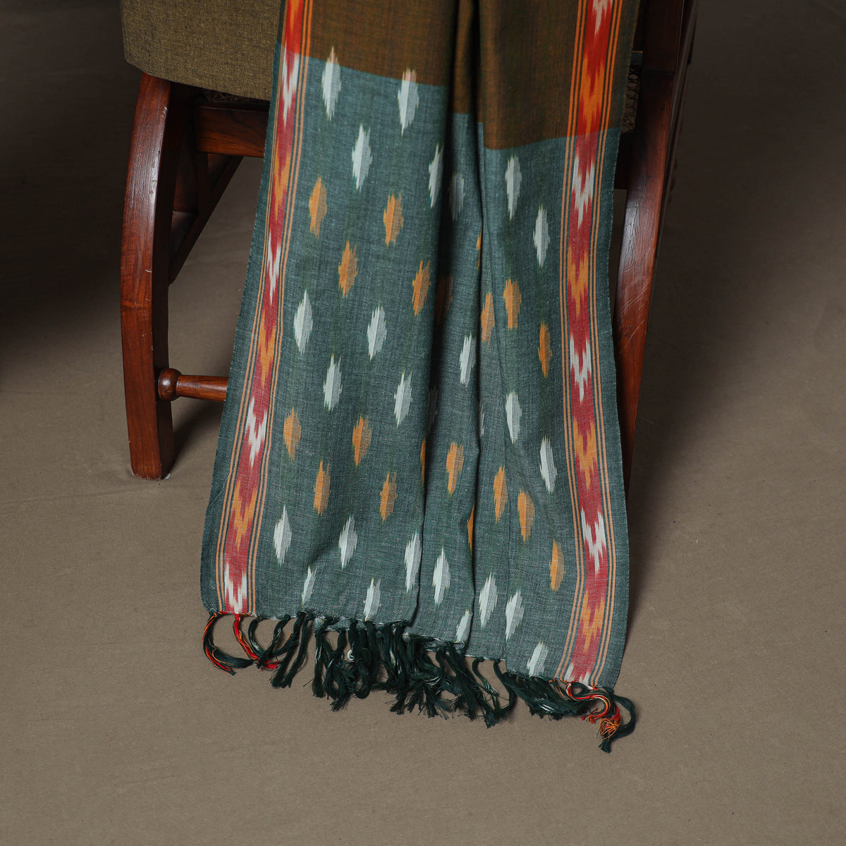 Pochampally Ikat Woven Cotton Unstitched Dress Material: Kurta, Bottom & Dupatta 18