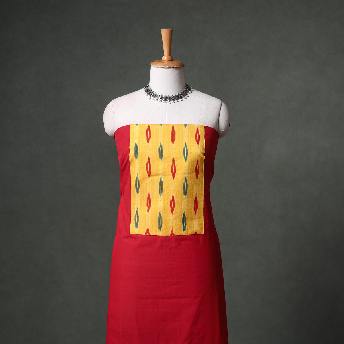 Patchwork Mangalagiri Handloom Cotton Unstitched Kurta Material (2.5m) 50