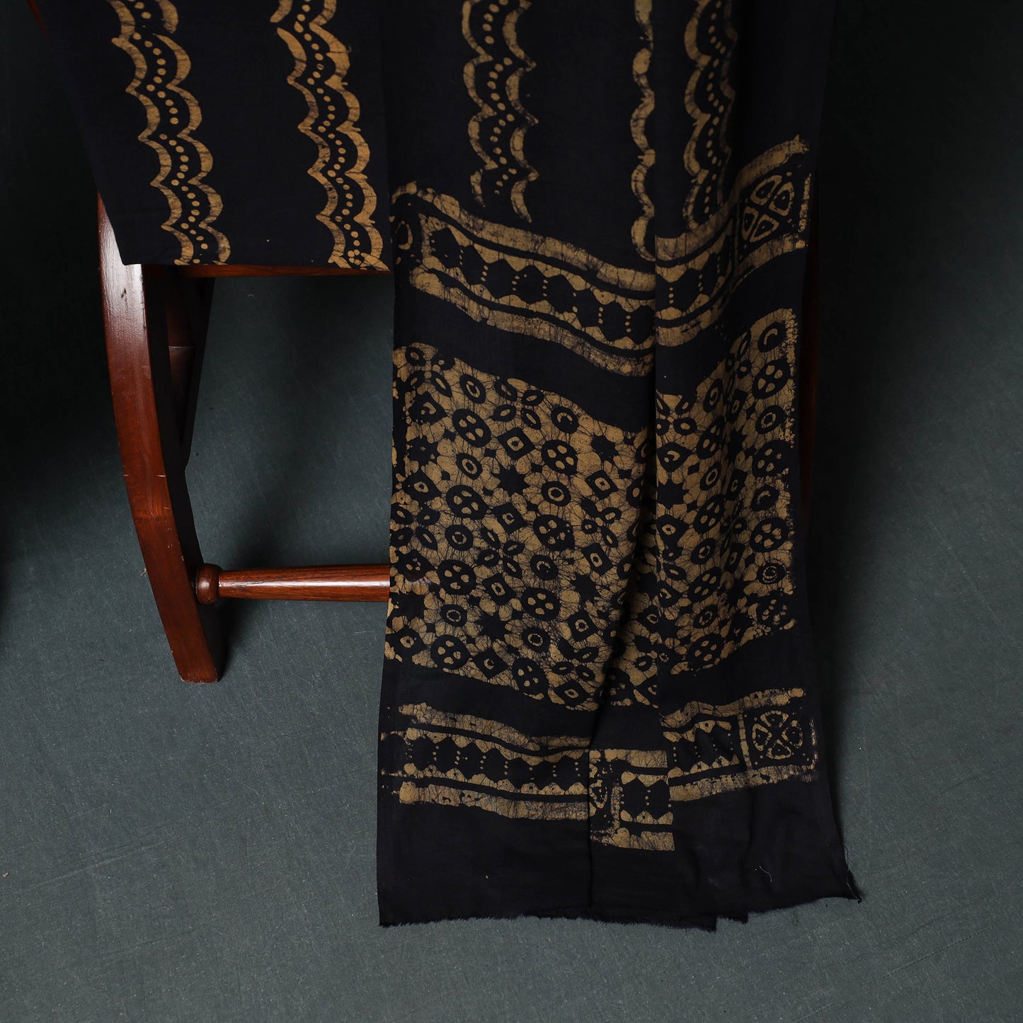 Kutch Hand Block Batik Print Cotton 3pc Unstitched Dress Material Suit Set 17