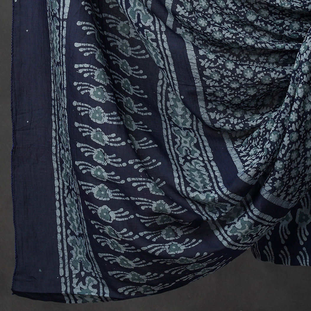 Blue - 3pc Kutch Batik Printed Cotton Suit Material Set 31
