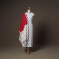 Pochampally Ikat Woven Cotton Unstitched Dress Material: Kurta, Bottom & Dupatta 20