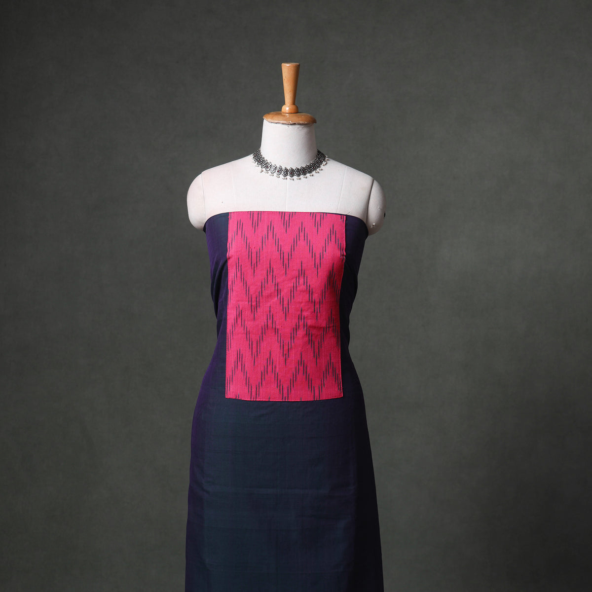Patchwork Mangalagiri Handloom Cotton Unstitched Kurta Material (2.5m) 54