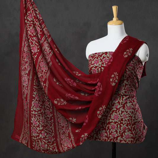 3pc Kutch Batik Printed Cotton Suit Material Set 34