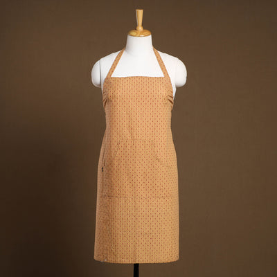 Beige - Jacquard Weave Cotton Apron with Pocket 15