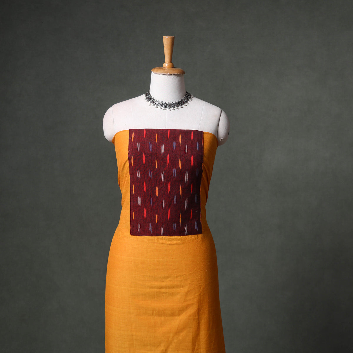 Patchwork Mangalagiri Handloom Cotton Unstitched Kurta Material (2.5m) 55