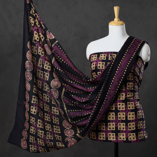 3pc Kutch Batik Printed Cotton Suit Material Set 35