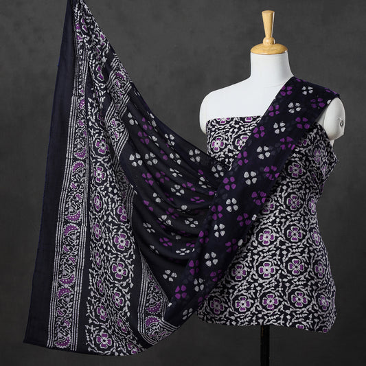 Multicolor - 3pc Kutch Batik Printed Cotton Suit Material Set 36