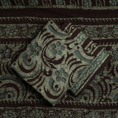 Green - 3pc Kutch Batik Printed Cotton Suit Material Set 32