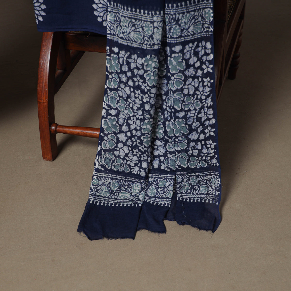Kutch Hand Block Batik Print Cotton 3pc Unstitched Dress Material Suit Set 31