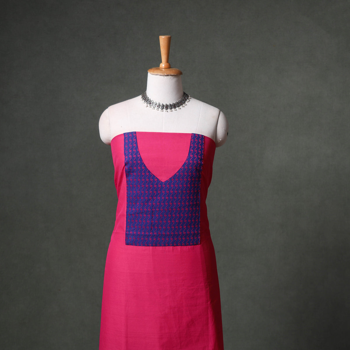Patchwork Mangalagiri Handloom Cotton Unstitched Kurta Material (2.5m) 58