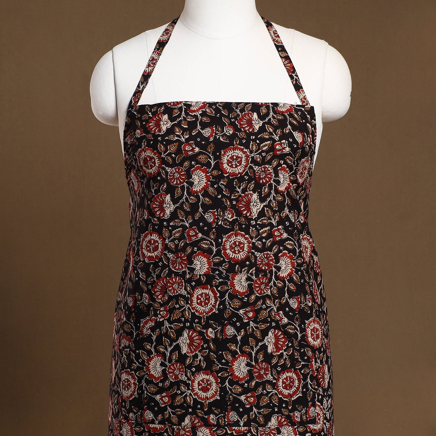 Buy Black Bagru Block Print Cotton Apron with Pocket