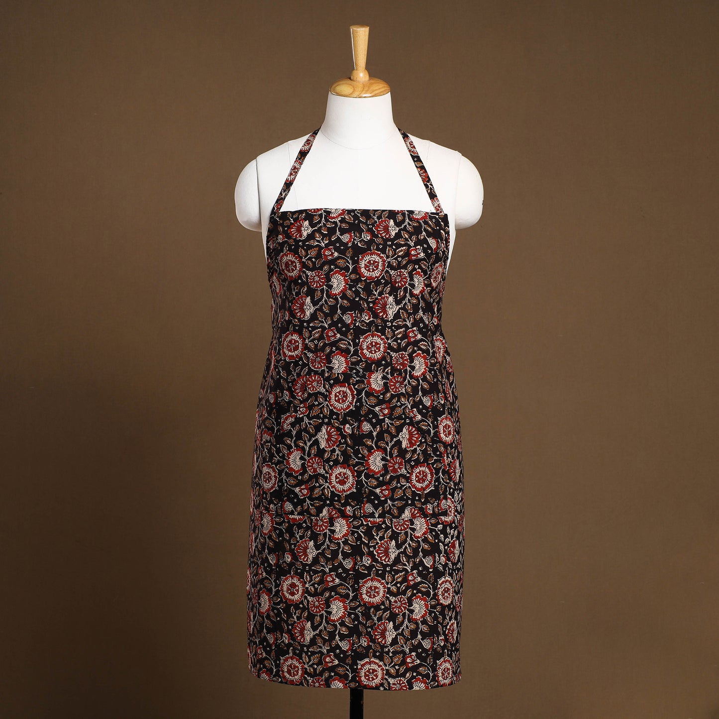 Buy Black Bagru Block Print Cotton Apron with Pocket