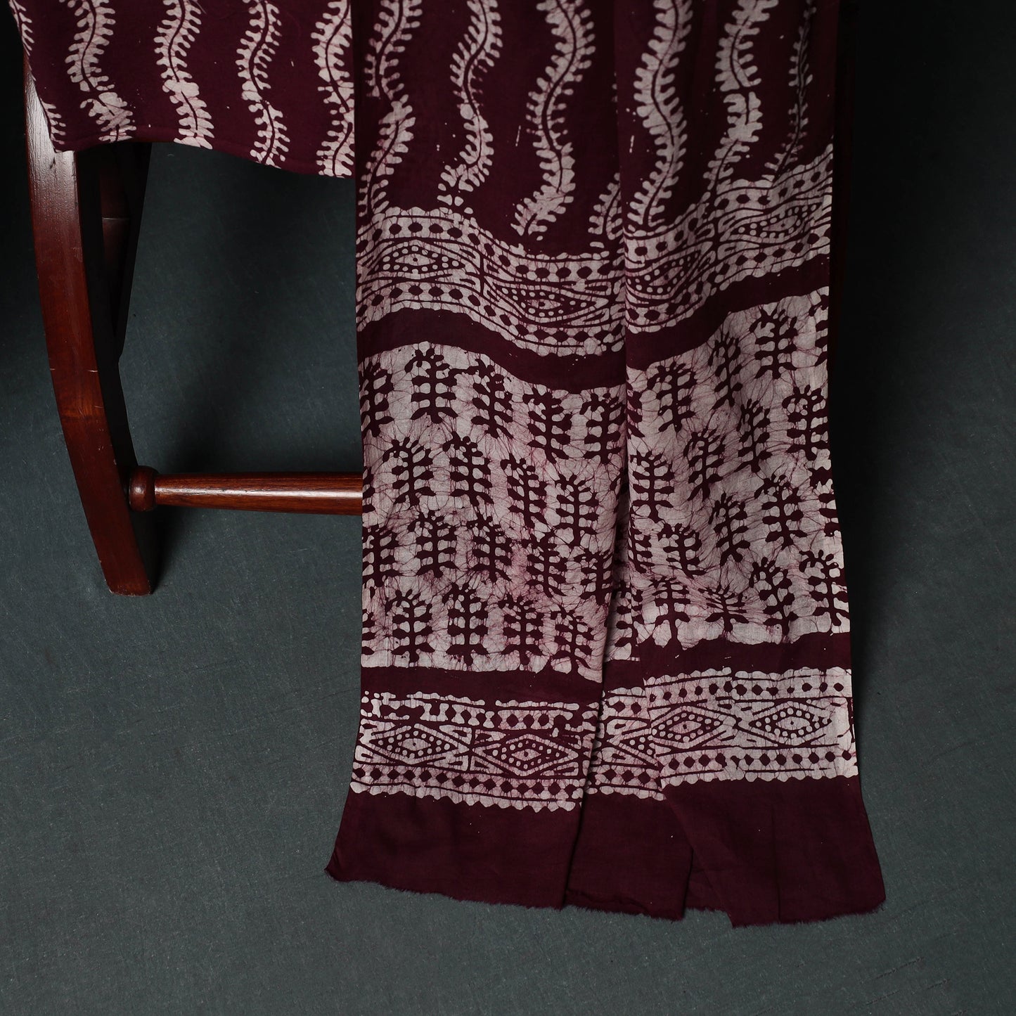 Kutch Hand Block Batik Print Cotton 3pc Unstitched Dress Material Suit Set 21