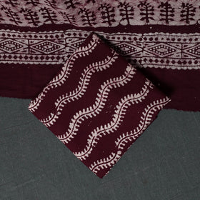Kutch Hand Block Batik Print Cotton 3pc Unstitched Dress Material Suit Set 21