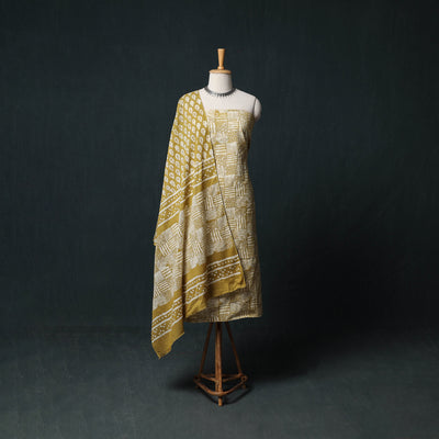 Kutch Hand Block Batik Print Cotton 3pc Unstitched Dress Material Suit Set 22
