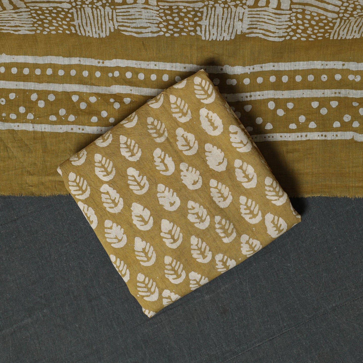 Kutch Hand Block Batik Print Cotton 3pc Unstitched Dress Material Suit Set 22