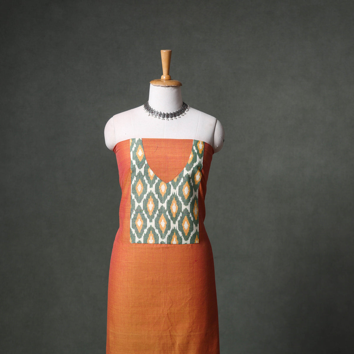 Patchwork Mangalagiri Handloom Cotton Unstitched Kurta Material (2.5m) 61