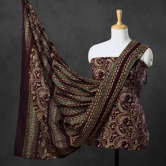 Multicolor - 3pc Kutch Batik Printed Cotton Suit Material Set 46