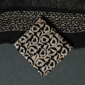 Kutch Hand Block Batik Print Cotton 3pc Unstitched Dress Material Suit Set 23