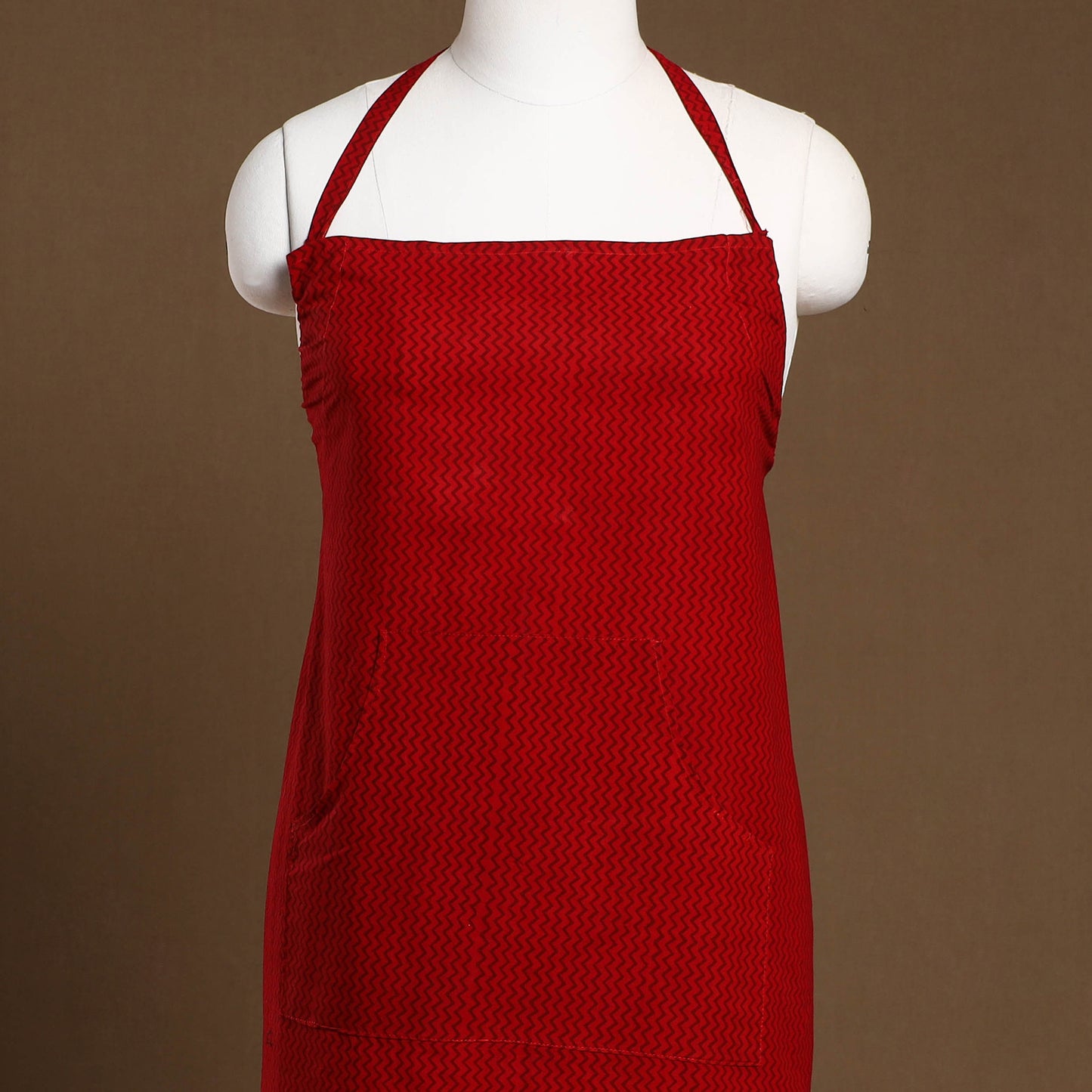 Buy Red Bagh Block Print Cotton Apron with Pocket