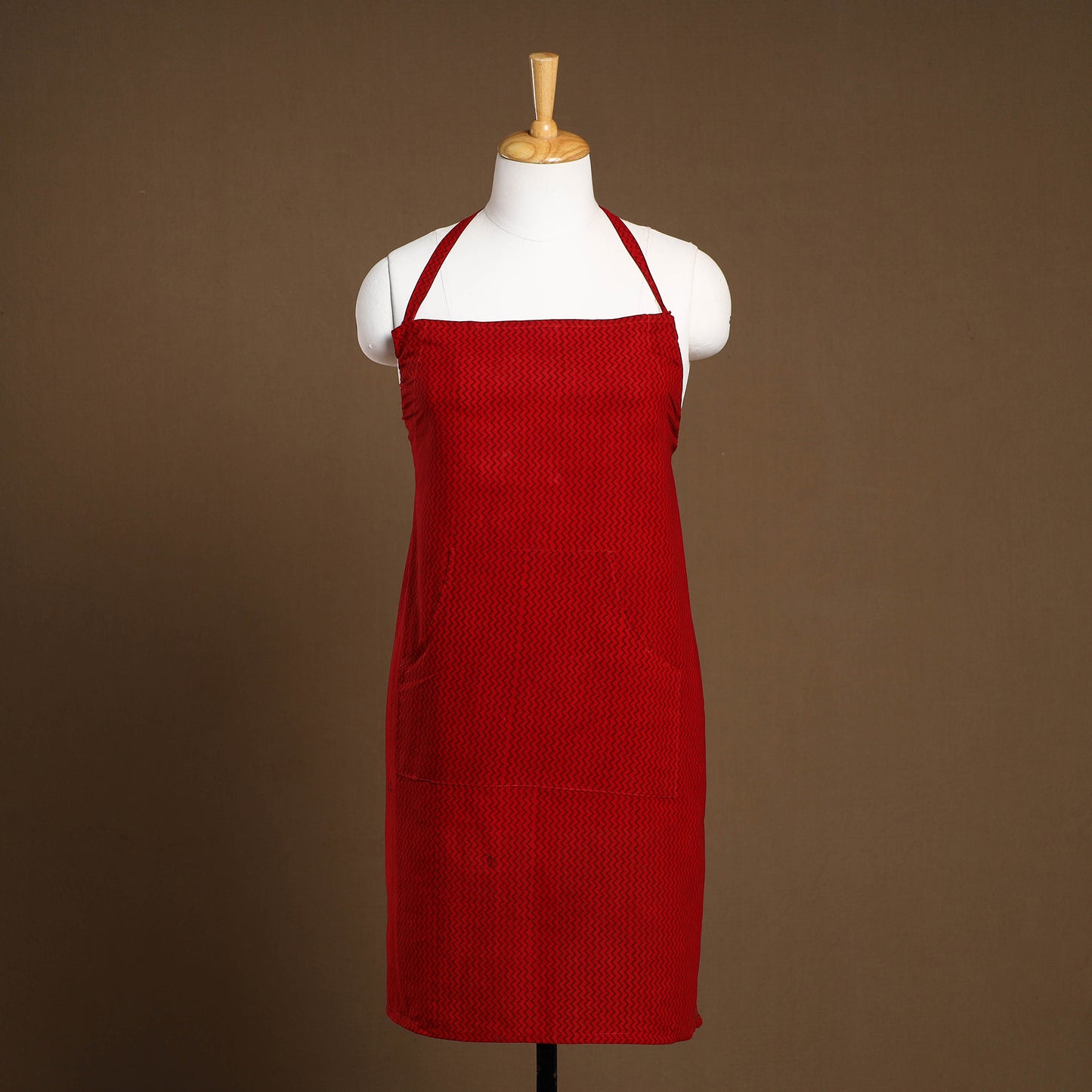 Buy Red Bagh Block Print Cotton Apron with Pocket
