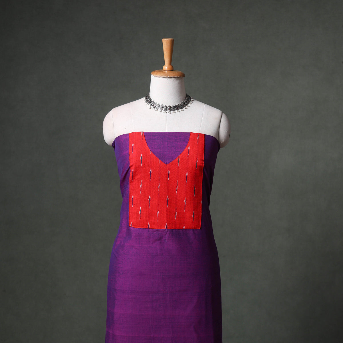 Patchwork Mangalagiri Handloom Cotton Unstitched Kurta Material (2.5m) 65