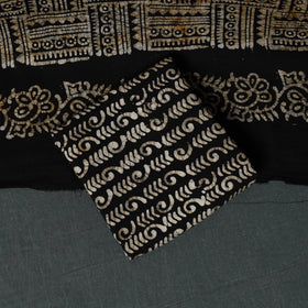 Kutch Hand Block Batik Print Cotton 3pc Unstitched Dress Material Suit Set 25