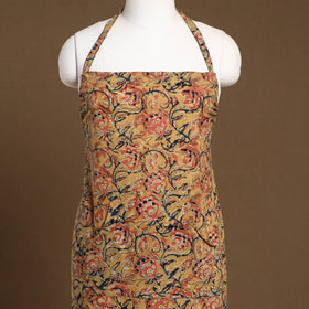 Beige Kalamkari Block Print Cotton Apron with Pocket