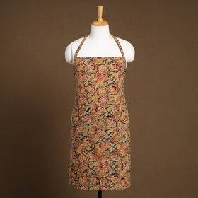  Beige Kalamkari Block Print Cotton Apron with Pocket