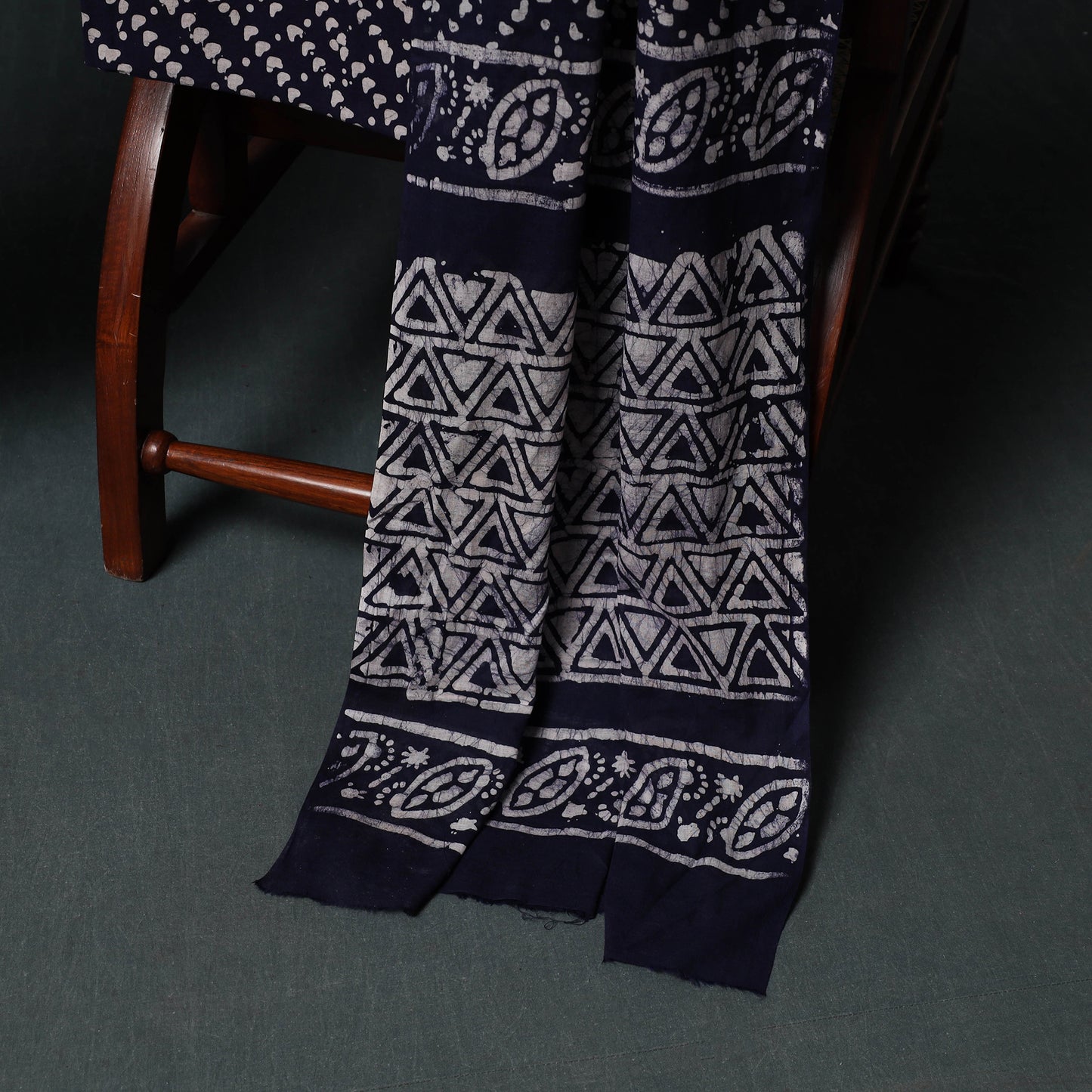 Kutch Hand Block Batik Print Cotton 3pc Unstitched Dress Material Suit Set 26