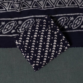 Kutch Hand Block Batik Print Cotton 3pc Unstitched Dress Material Suit Set 26