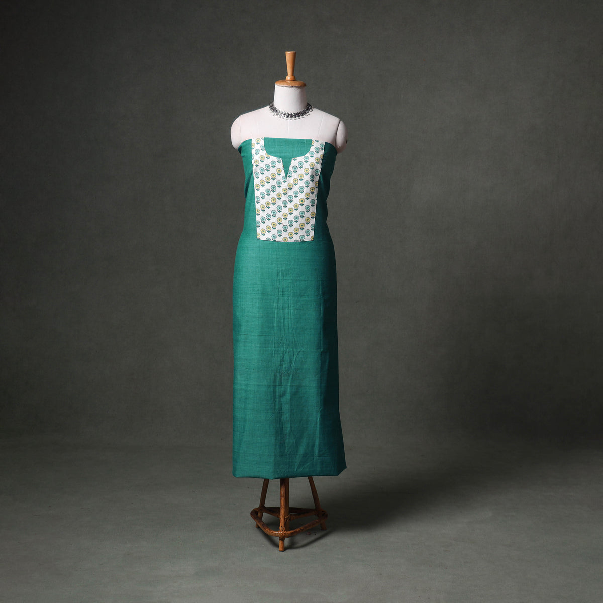 Patchwork Mangalagiri Handloom Cotton Unstitched Kurta Material (2.5m) 69