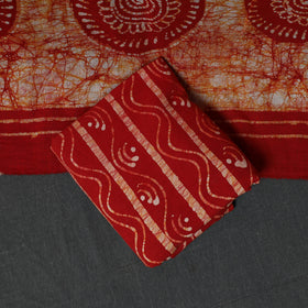 Kutch Hand Block Batik Print Cotton 3pc Unstitched Dress Material Suit Set 27