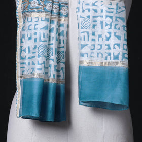 Sanganeri Handloom Chanderi Silk Hand Block Floral Print Stole 05