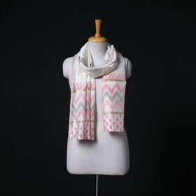 Sanganeri Handloom Chanderi Silk Hand Block Floral Print Stole 06