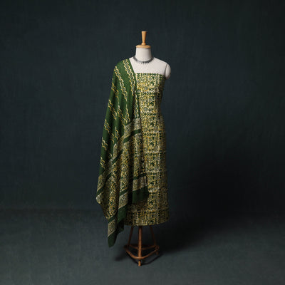Kutch Hand Block Batik Print Cotton 3pc Unstitched Dress Material Suit Set 28