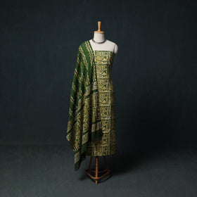 Kutch Hand Block Batik Print Cotton 3pc Unstitched Dress Material Suit Set 28